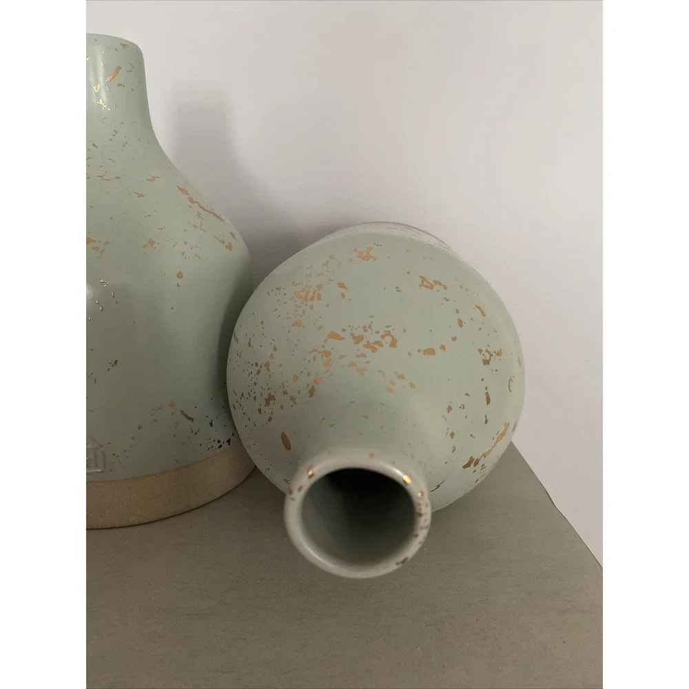 hearth and hand With magnolia Stoneware Vase Gold Sparked New Set Of Two